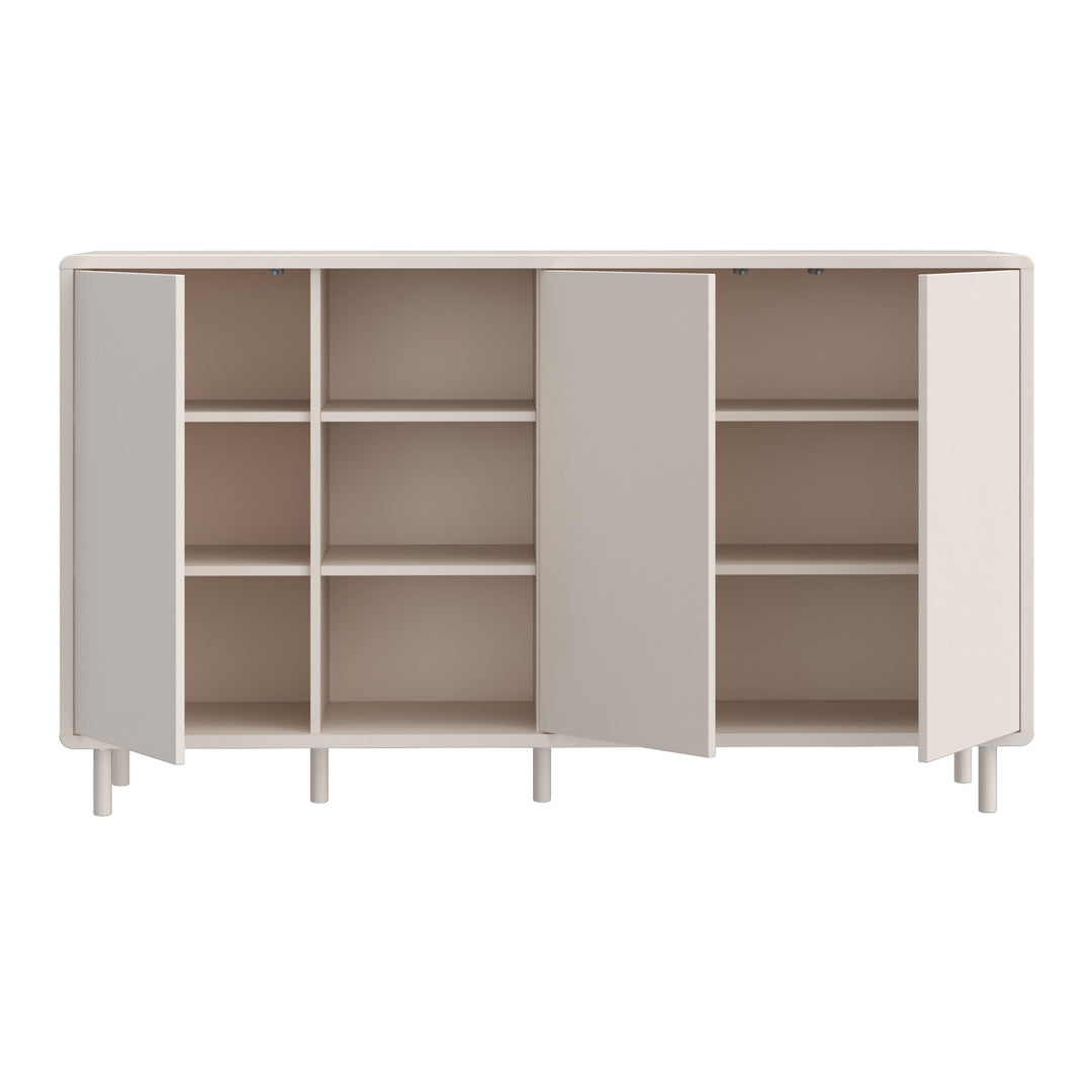 Wooden Sideboard With 3 Doors And Open Shelves - Playly