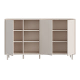 Wooden Sideboard With 3 Doors And Open Shelves - Playly