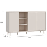 Wooden Sideboard With 3 Doors And Open Shelves - Playly