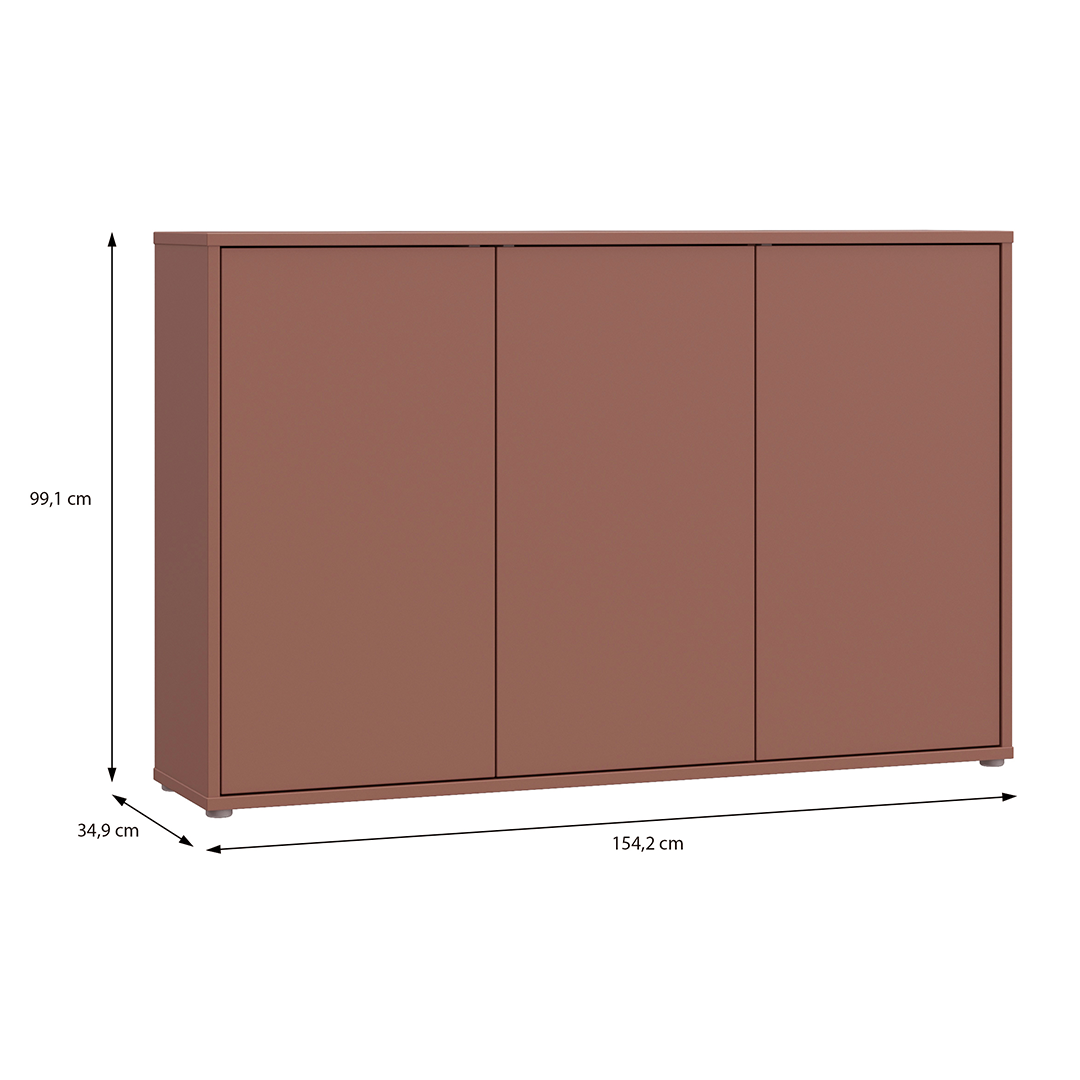 Wooden Sideboard With 3 Push-to-Open Doors - Alice Springs