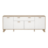 Wooden Sideboard With 4 Doors And 1 Drawer In White Fronts - Ikast