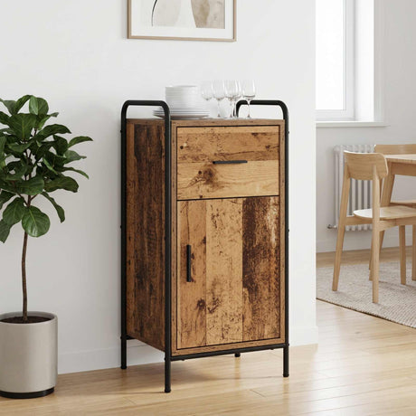 Wooden Sideboard 40cm wide With 1 Door 1 Drawer And Steel Frame - Vantage Home