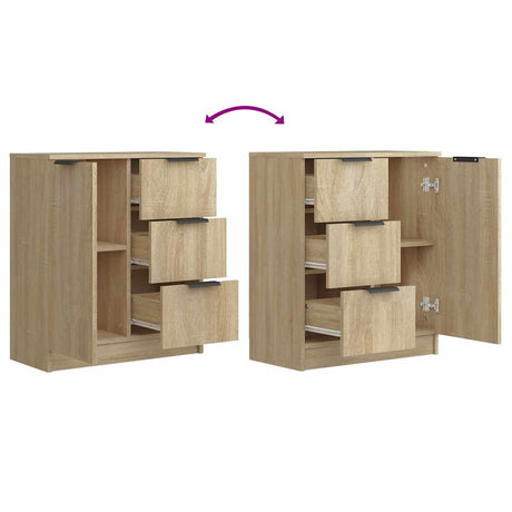 Wooden Sideboard 60cm Wide With 1 Door And 3 Drawers in Set Of 2 - Vantage Home