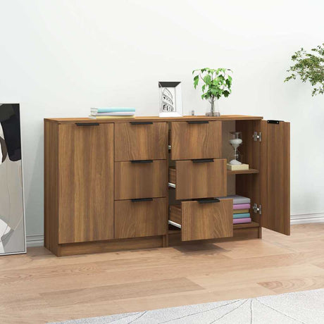 Wooden Sideboard 60cm Wide With 1 Door And 3 Drawers in Set Of 2 - Vantage Home