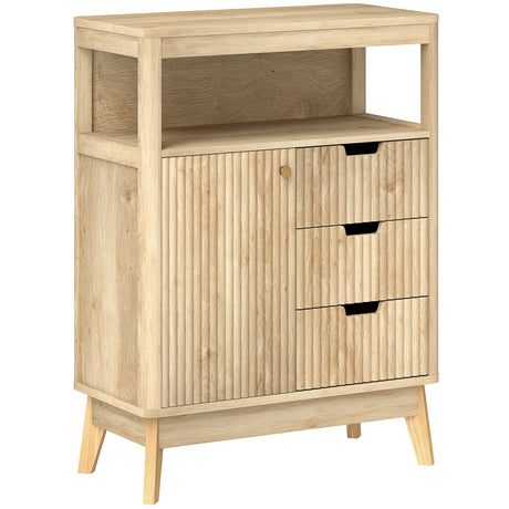 Wooden Sideboard 60cm Wide With 1 Door And 3 Drawers - Velmora