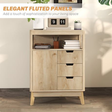 Wooden Sideboard 60cm Wide With 1 Door And 3 Drawers - Velmora