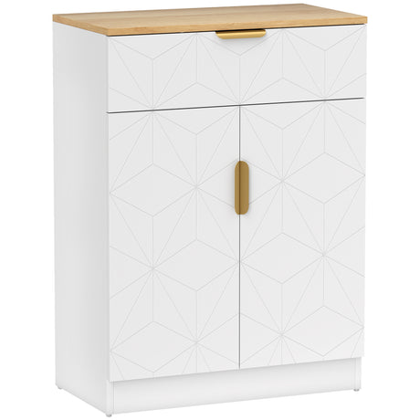 Wooden Sideboard 60cm Wide With 2 Doors 1 Drawer And Gold Handles - Velmora
