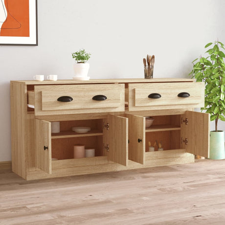 Wooden Sideboard 60cm Wide With 2 Doors And 1 Drawer in Set Of 2 - Vantage Home