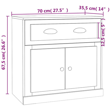 Wooden Sideboard 60cm Wide With 2 Doors And 1 Drawer in Set Of 2 - Vantage Home