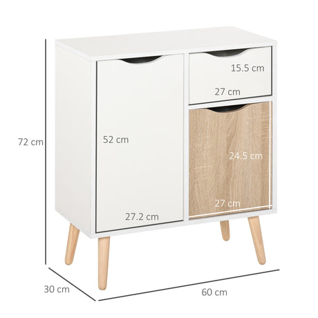 Wooden Sideboard 60cm Wide With 2 Doors And 1 Drawer - Velmora