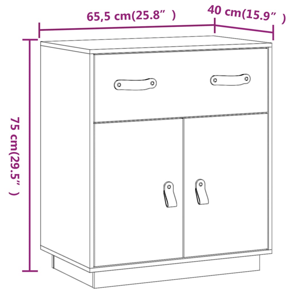 Wooden Sideboard 65.5cm Wide With 2 Doors 1 Drawer - Vantage Home