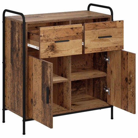 Wooden Sideboard 73cm wide With 2 Doors 2 Drawers And Steel Frame - Vantage Home