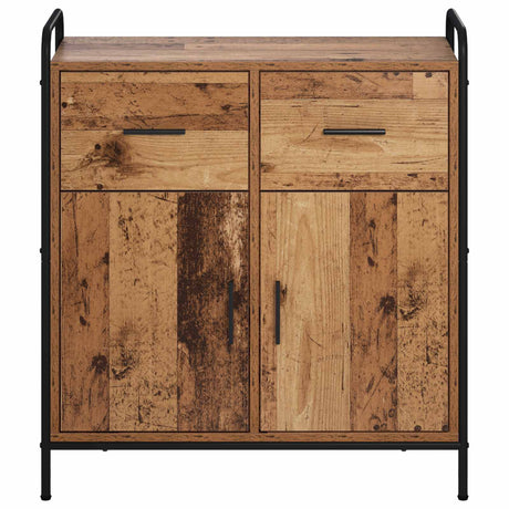 Wooden Sideboard 73cm wide With 2 Doors 2 Drawers And Steel Frame - Vantage Home