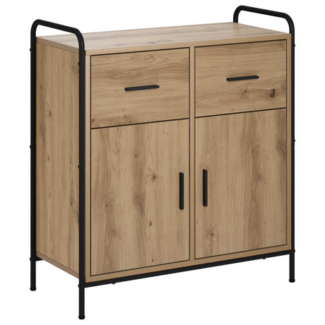 Wooden Sideboard 73cm wide With 2 Doors 2 Drawers And Steel Frame - Vantage Home