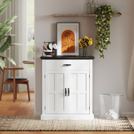 Wooden Sideboard 75.2cm Wide With 2 Doors And 1 Drawer - Velmora