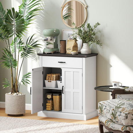 Wooden Sideboard 75.2cm Wide With 2 Doors And 1 Drawer - Velmora