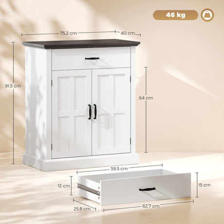 Wooden Sideboard 75.2cm Wide With 2 Doors And 1 Drawer - Velmora