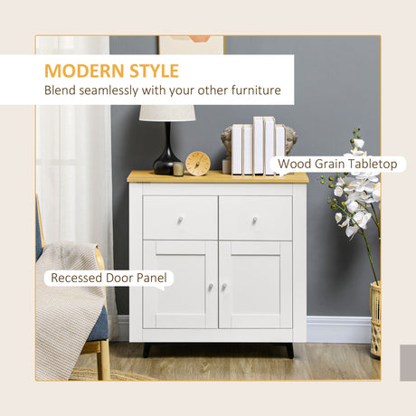 Wooden Sideboard 78cm Wide With 2 Doors And 2 Drawers - Velmora