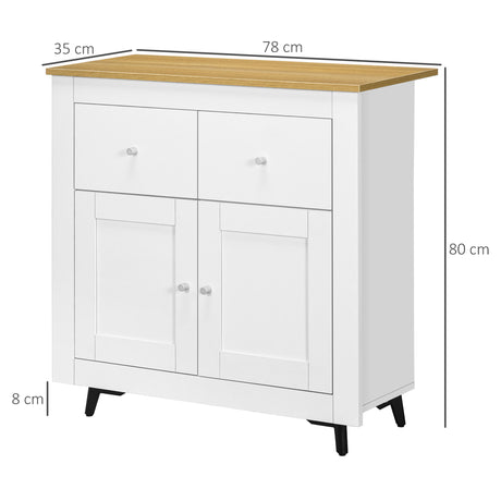 Wooden Sideboard 78cm Wide With 2 Doors And 2 Drawers - Velmora