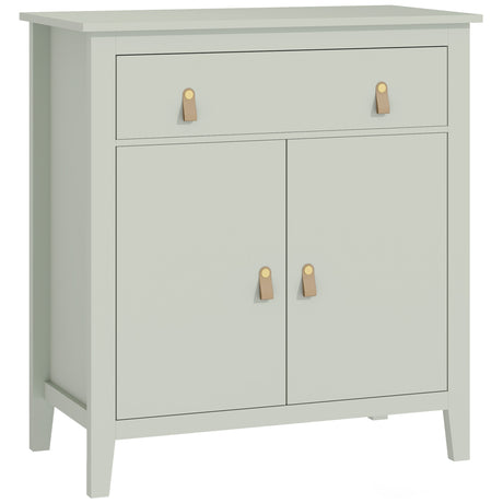 Wooden Sideboard 80cm Wide With 2 Doors 1 Drawer And Faux leather Handles - Velmora