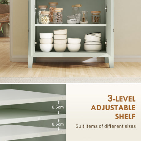 Wooden Sideboard 80cm Wide With 2 Doors 1 Drawer And Faux leather Handles - Velmora