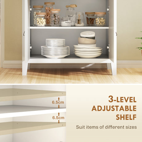 Wooden Sideboard 80cm Wide With 2 Doors 1 Drawer And Faux leather Handles - Velmora