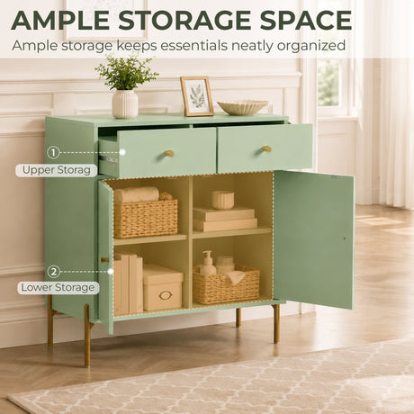 Wooden Sideboard 80cm Wide With 2 Doors And 2 Drawers - Velmora