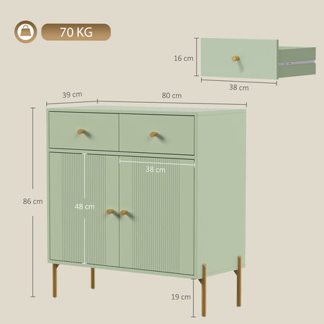Wooden Sideboard 80cm Wide With 2 Doors And 2 Drawers - Velmora