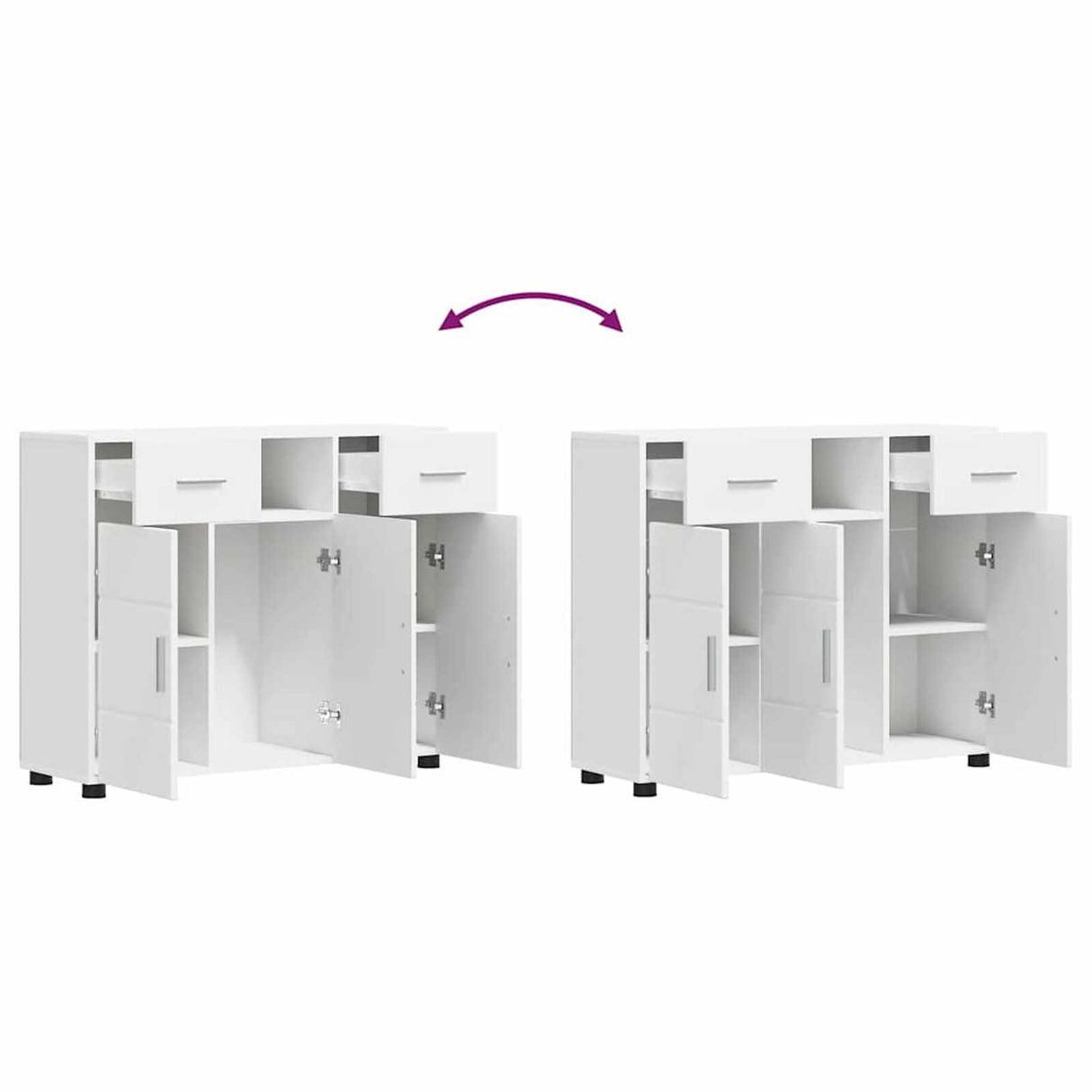 Wooden Sideboard 88.5cm Wide With 3 Doors And 2 Drawers - Vantage Home