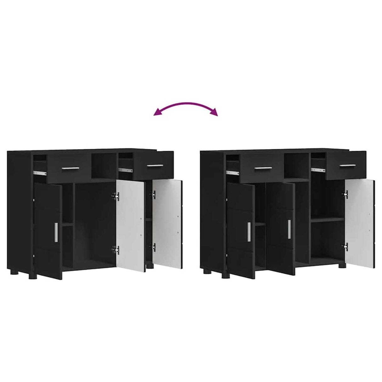 Wooden Sideboard 88.5cm Wide With 3 Doors And 2 Drawers - Vantage Home