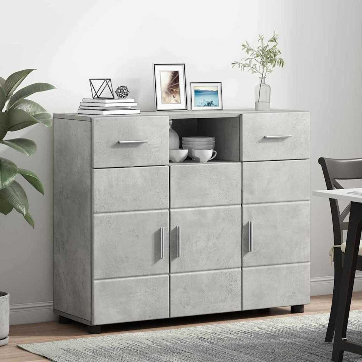 Wooden Sideboard 88.5cm Wide With 3 Doors And 2 Drawers - Vantage Home