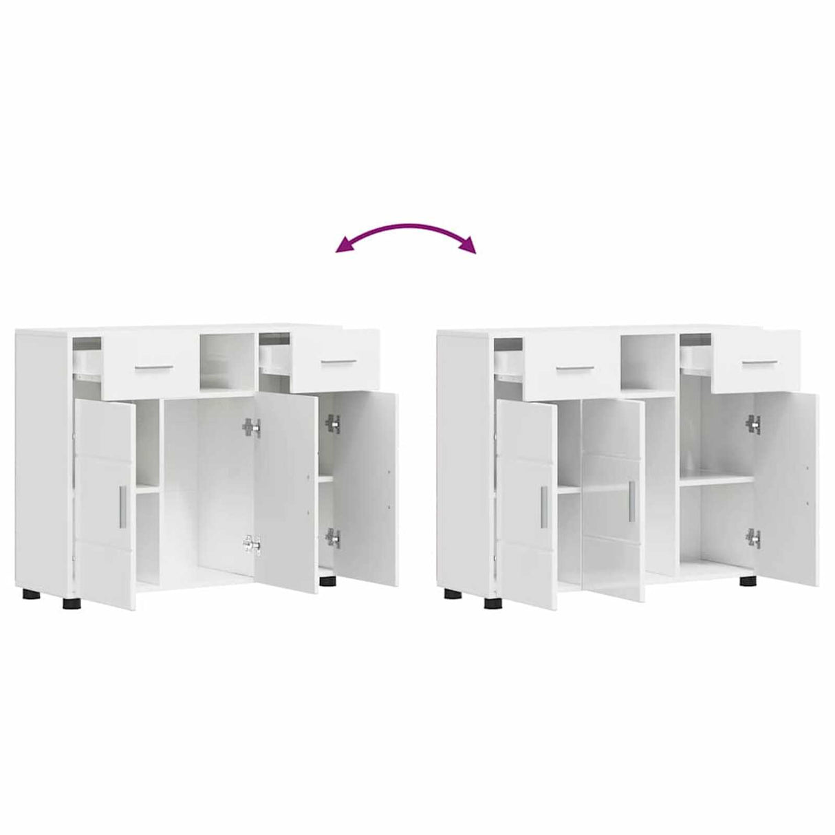 Wooden Sideboard 88.5cm Wide With 3 Doors And 2 Drawers - Vantage Home