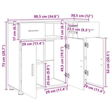 Wooden Sideboard 88.5cm Wide With 3 Doors And 2 Drawers - Vantage Home