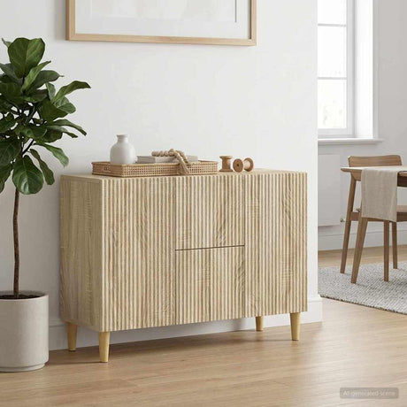 Wooden Sideboard 89cm Wide With 2 Doors And 2 Drawers - Vantage Home