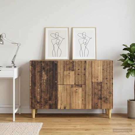 Wooden Sideboard 89cm Wide With 2 Doors And 2 Drawers - Vantage Home