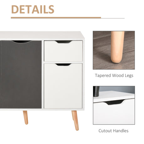Wooden Sideboard 90cm Wide With 3 Doors And 1 Drawer - Velmora