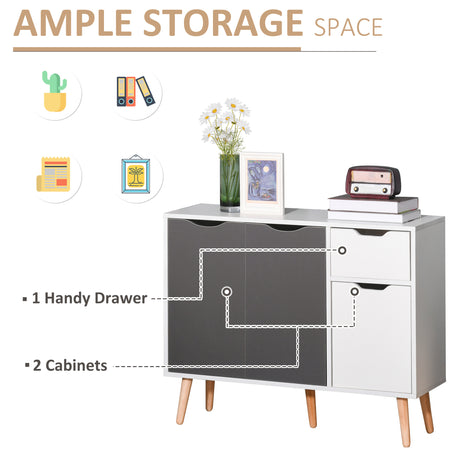 Wooden Sideboard 90cm Wide With 3 Doors And 1 Drawer - Velmora