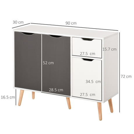 Wooden Sideboard 90cm Wide With 3 Doors And 1 Drawer - Velmora