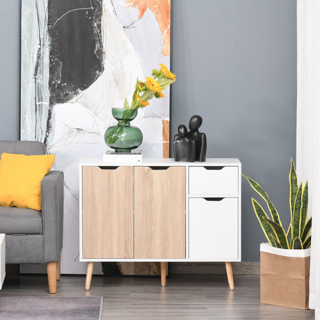 Wooden Sideboard 90cm Wide With 3 Doors And 1 Drawer - Velmora