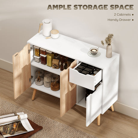 Wooden Sideboard 90cm Wide With 3 Doors And 1 Drawer - Velmora