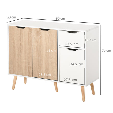 Wooden Sideboard 90cm Wide With 3 Doors And 1 Drawer - Velmora