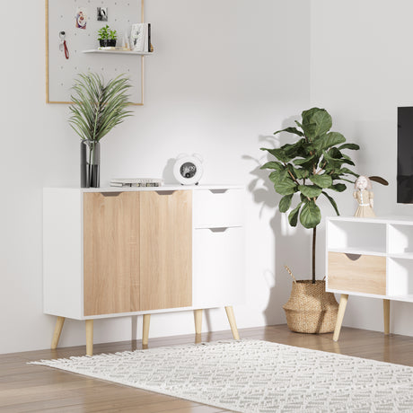 Wooden Sideboard 90cm Wide With 3 Doors And 1 Drawer - Velmora