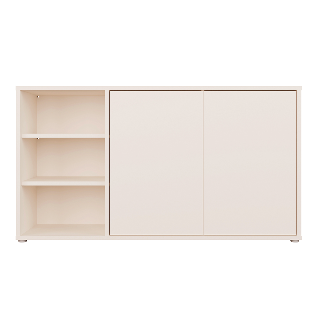 Wooden Sideboard With Open Shelving And 2 Push-to-Open Doors - Alice Springs