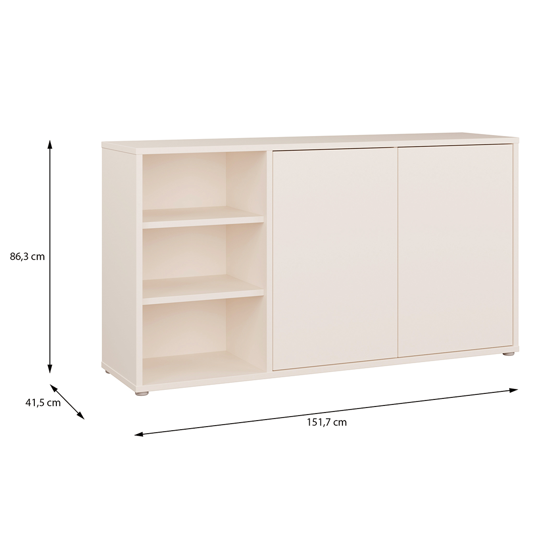 Wooden Sideboard With Open Shelving And 2 Push-to-Open Doors - Alice Springs