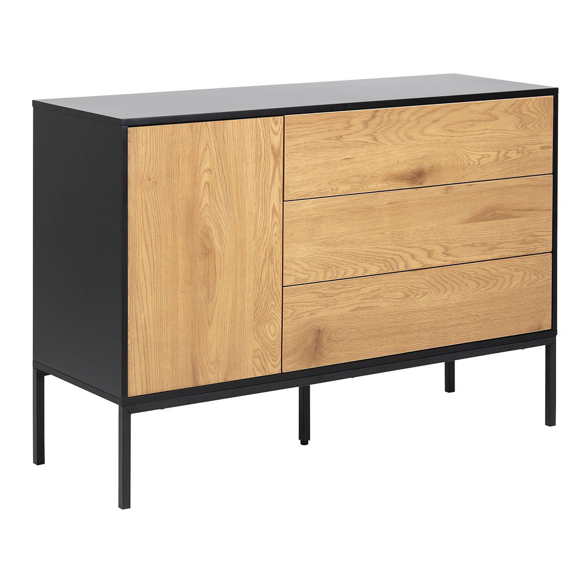 Wooden Sideboard Small With 1 Door And 3 Drawers - Seaford