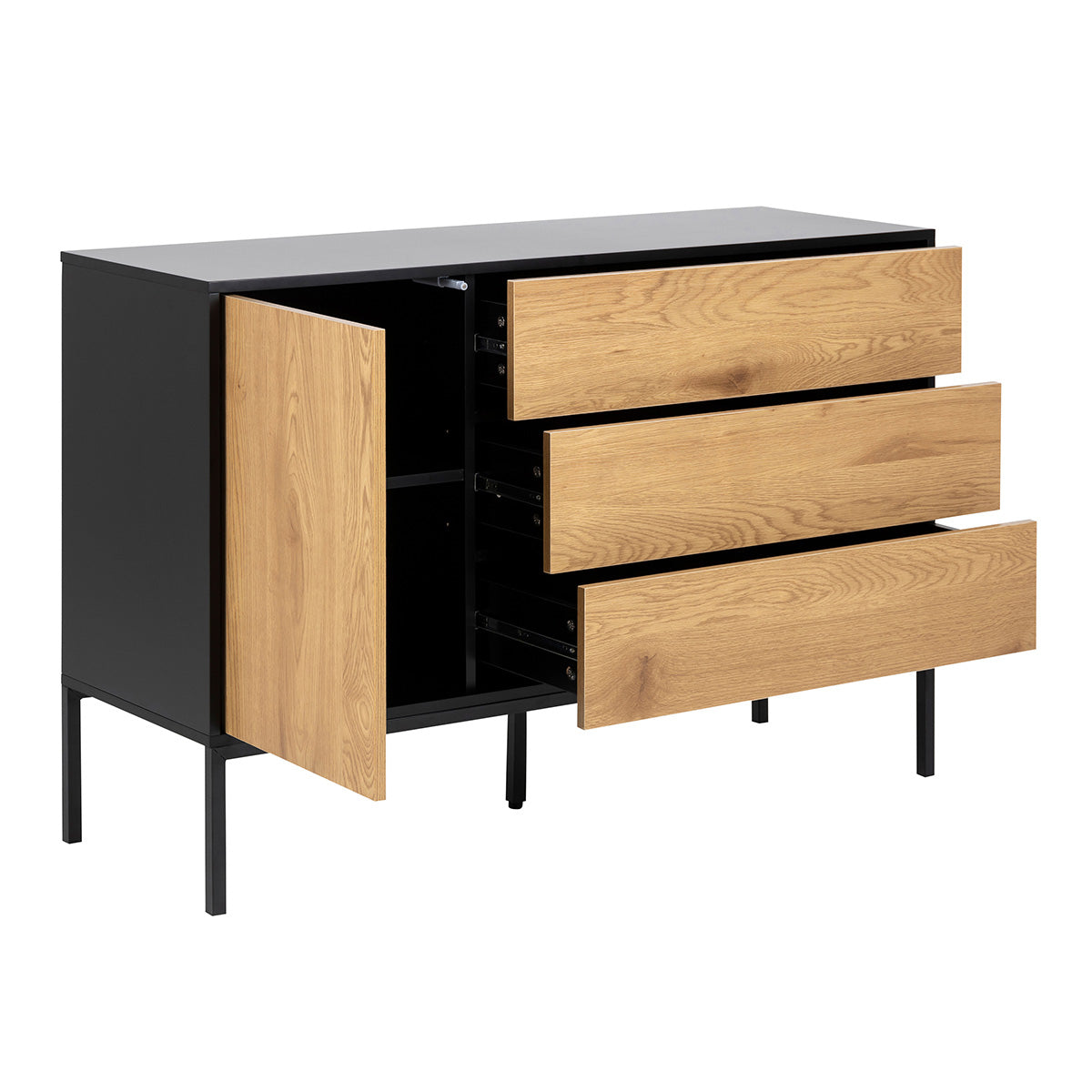 Wooden Sideboard Small With 1 Door And 3 Drawers - Seaford