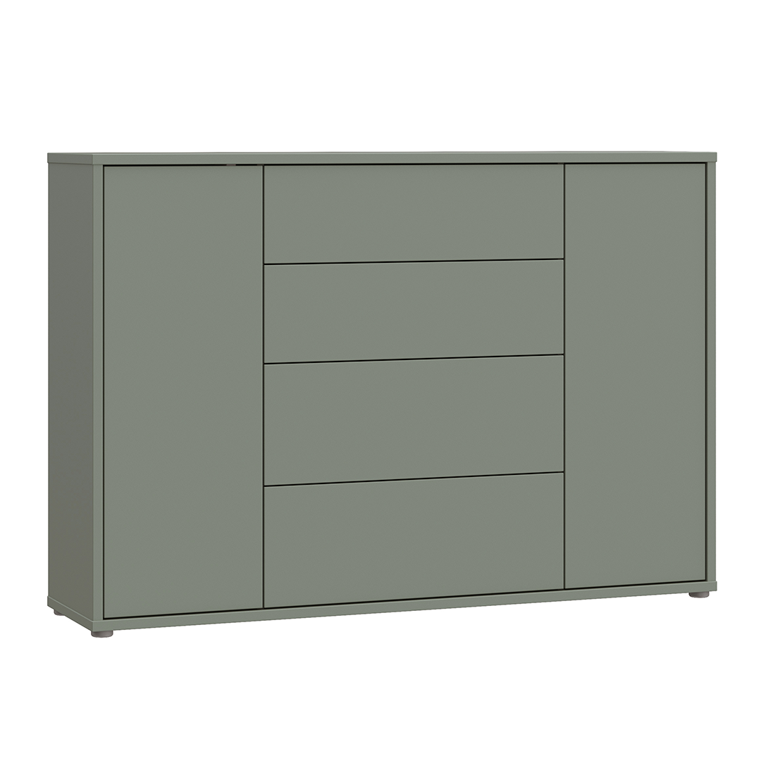 Wooden Sideboard Wide With 2 Push-to-Open Doors And 4 Drawers - Alice Springs