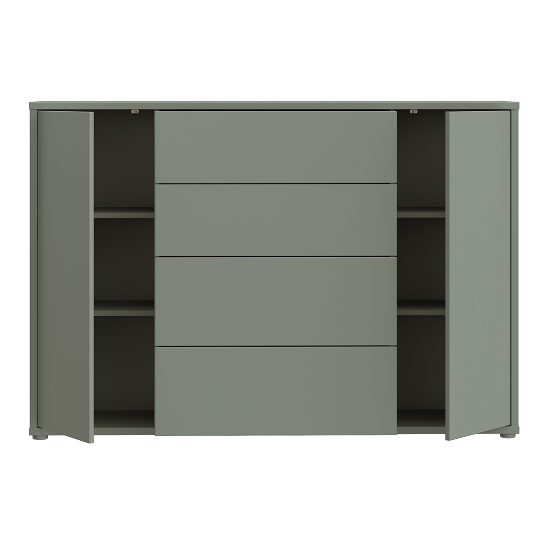 Wooden Sideboard Wide With 2 Push-to-Open Doors And 4 Drawers - Alice Springs