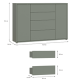 Wooden Sideboard Wide With 2 Push-to-Open Doors And 4 Drawers - Alice Springs