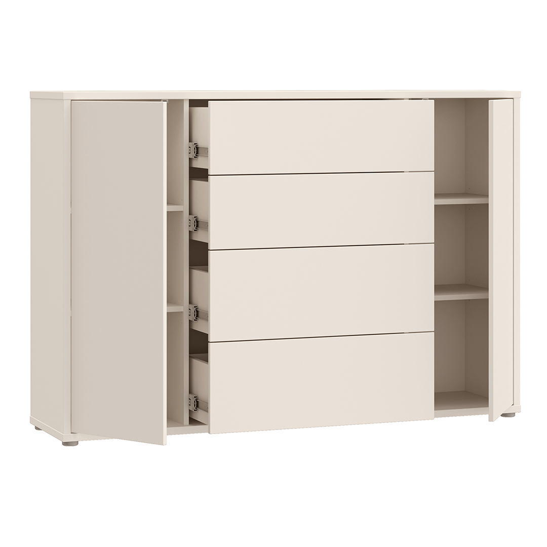 Wooden Sideboard Wide With 2 Push-to-Open Doors And 4 Drawers - Alice Springs